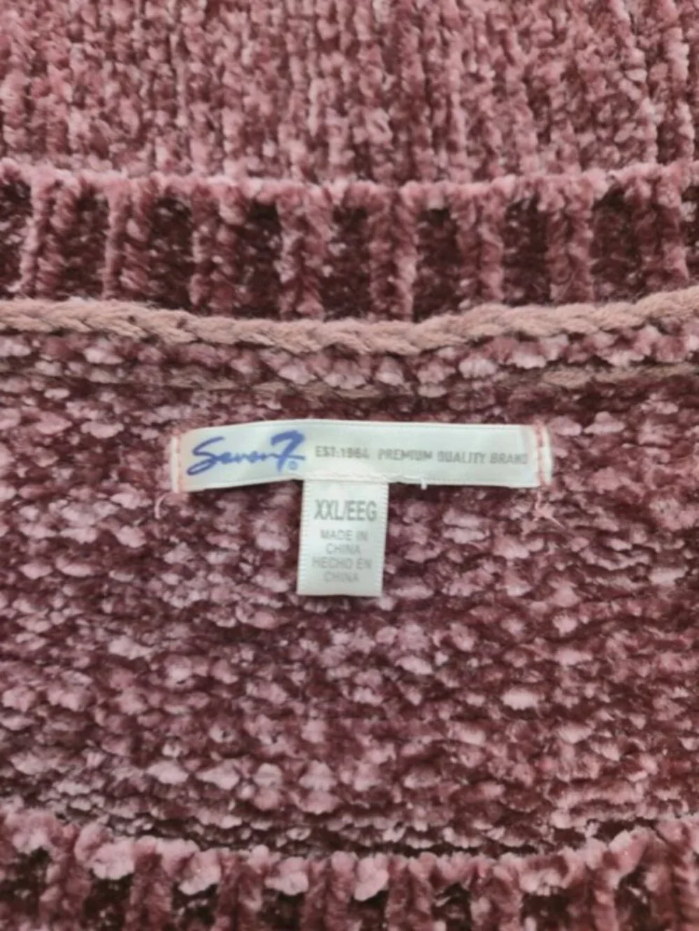 Seven7 Mauve Chenille Fuzzy Sweater XXL